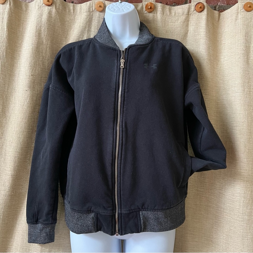 Under Armour threadborne fleece baseball bomber jacket Black Nice!! S
